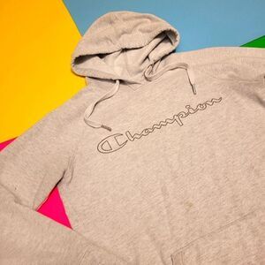 Champion logo hoodies sweatshirt sweater grey